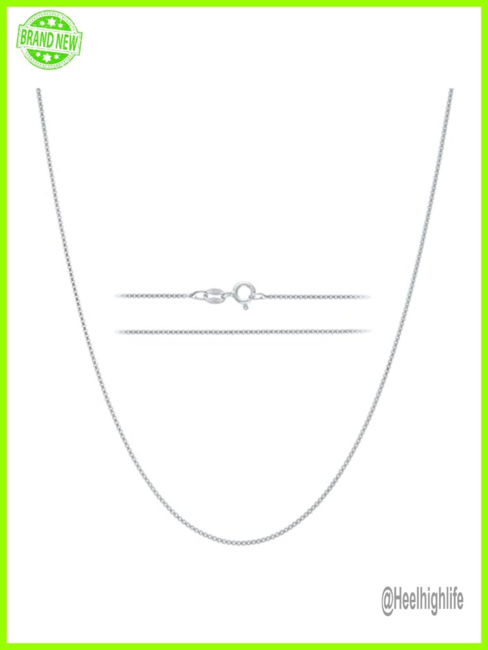 Italian 925 Sterling Silver Box Chain Necklace 1mm Diamond Cut